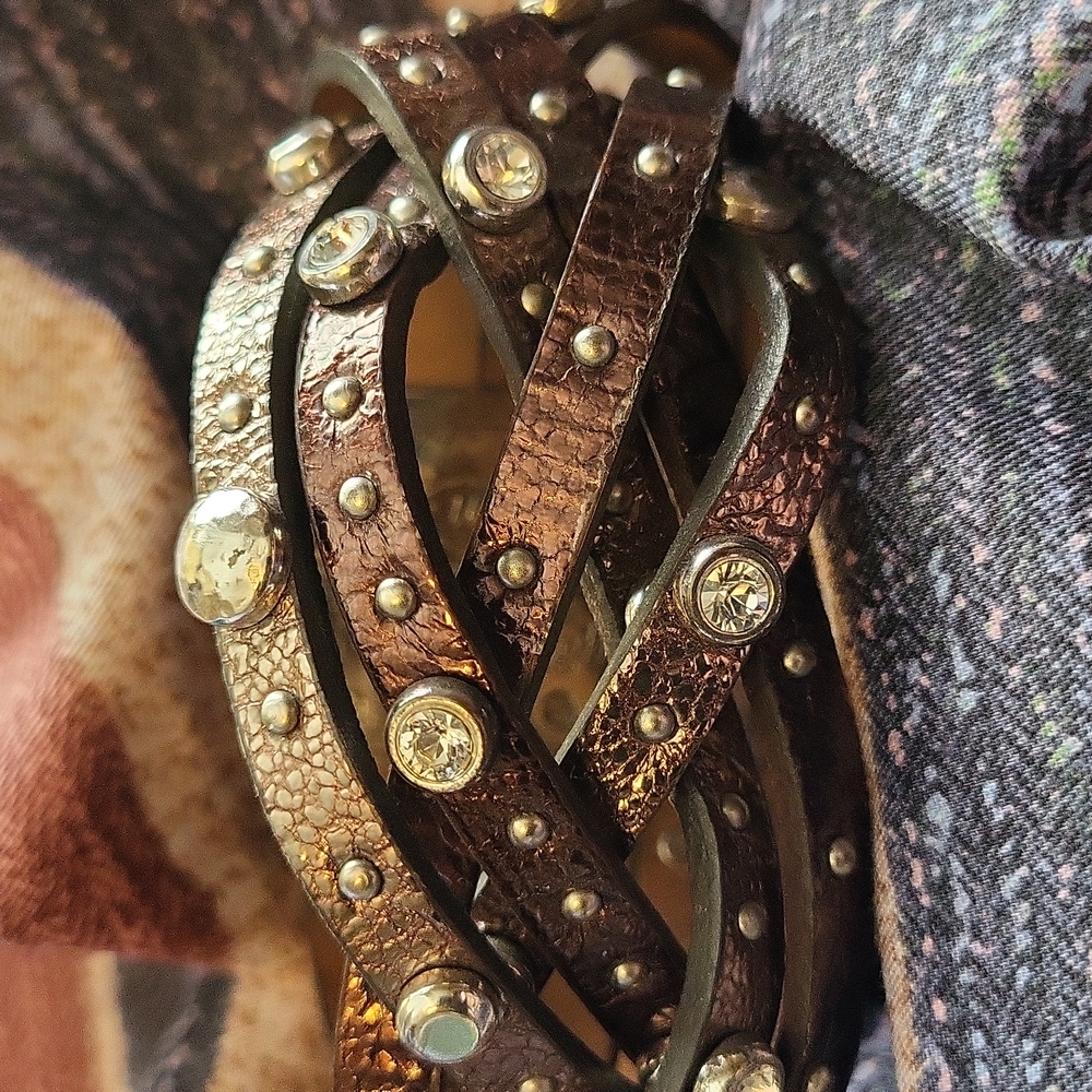 Brighton Thea Harlow Brown Leather Woven Cuff